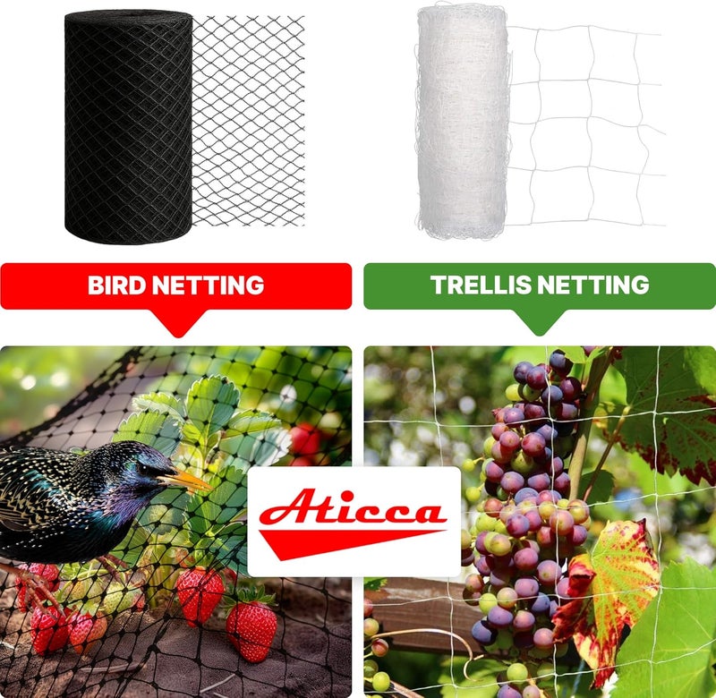 Aticca Heavy Duty Bird Netting for Garden Protection & Fruit Trees, 7.5x100 Ft with 10 Stakes – Black Anti-Bird Net for Poultry, Deer, & Squirrel Protection, Durable Nylon Mesh for Garden and Yard Use - Image 5